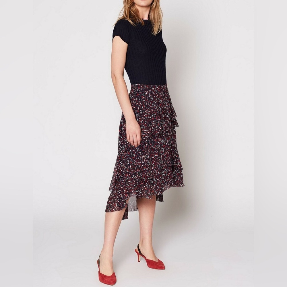 Joie Tiered Silk High-Low Skirt